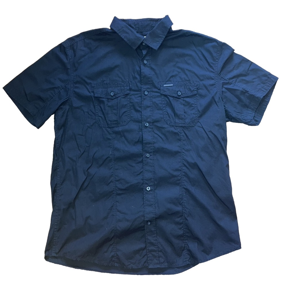 ECKO UNLTD BLACK POLO BUTTONED 2 Pockets Shirt‎ Size XL extra Large